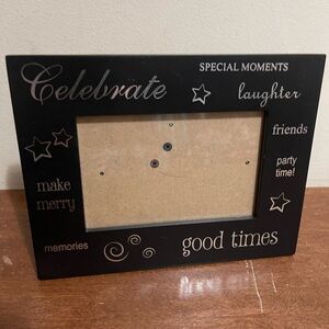 Celebrate Good Times blacks and silver picture frame 
4x6 print